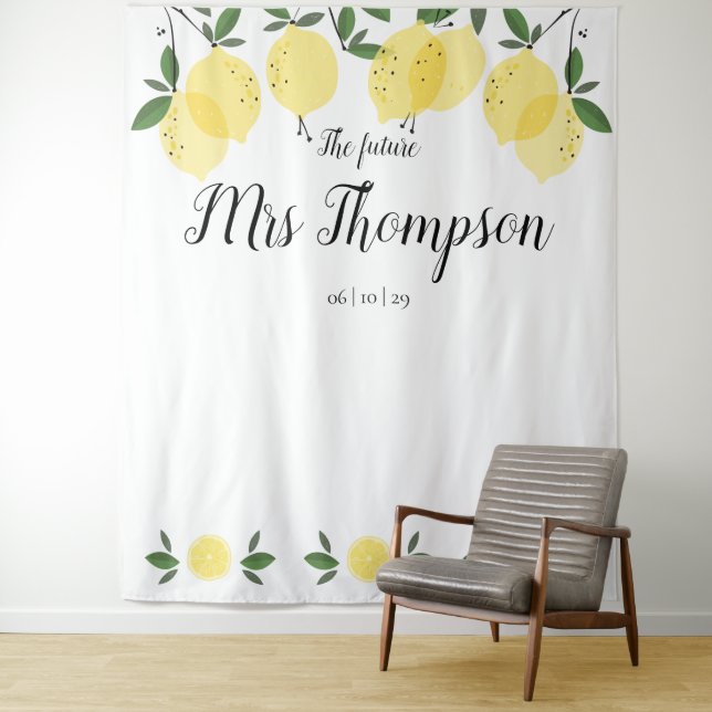 Tenture Le Futur Mme Shower Nuptial de Citrons Fond de Pho (En situation)