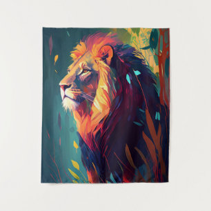 Tenture Le Lion Animal Portrait Peinture Faune En Plein Ai