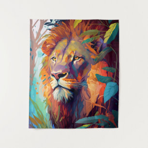 Tenture Le Lion Animal Portrait Peinture Faune En Plein Ai