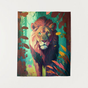 Tenture Le Lion Animal Portrait Peinture Faune En Plein Ai