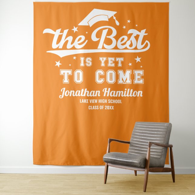 Tenture Le meilleur est à venir Fond Orange pour Soirée de (En situation)