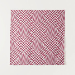 Tenture Le motif plaid en verre brillant en rouge et blanc