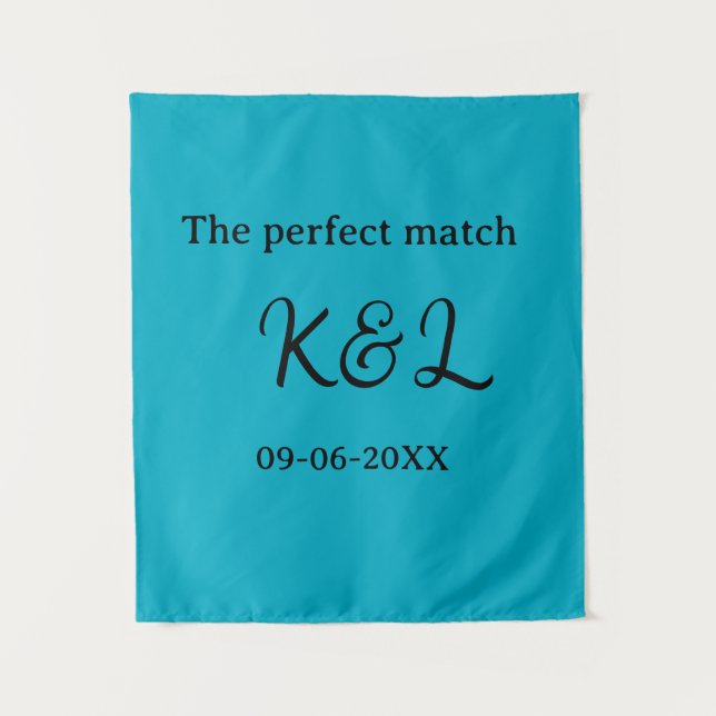 Tenture le nom du couple parfait lettre date bleu sim (Devant)