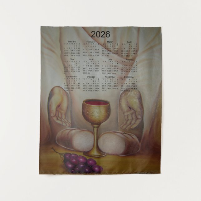Tenture Le Pain de Vie : Saint Eucharistie Calendrier 2026 (Devant)