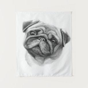Tenture Le portrait de Pug Visage de chien Pug mignon