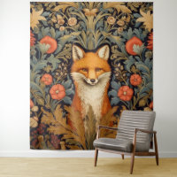 Le renard et les fleurs rouges style Art nouveau