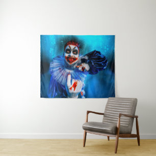 Tenture Le sinistre clown de Halloween de SlipperyJoe barb