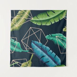 Tenture Leaves seamless pattern with abstract polygonal li