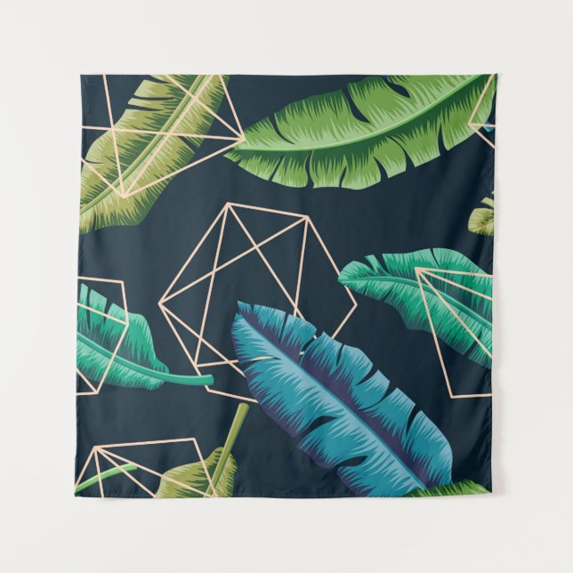 Tenture Leaves seamless pattern with abstract polygonal li (Devant)