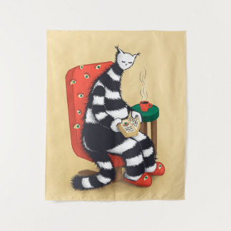 Tenture Lecture du livre de chat Lover