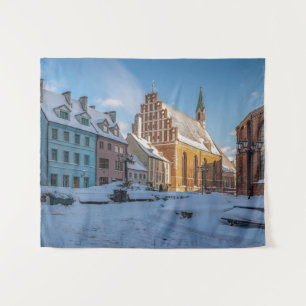 Tenture L'église Saint-Pierre en hiver à Riga, Lettonie