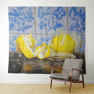 Tenture Lemons and Azulejos — Classic Blue & Yellow Still