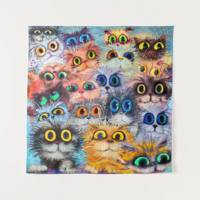 Tenture L'ensemble de portraits de chats, portrait, animal (Devant)