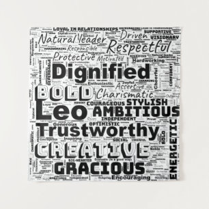 Tenture Leo Zodiac Word Cloud