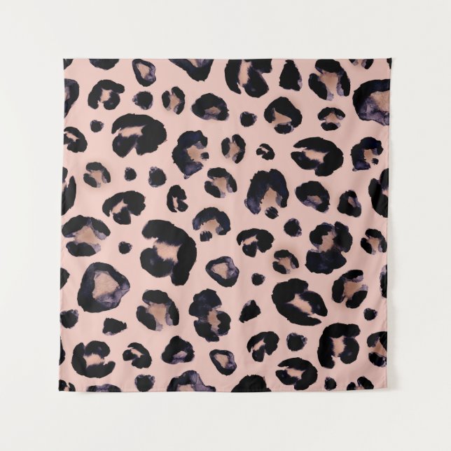 Tenture Léopard De Neige, Texture Dessinée À La Main. (Devant)