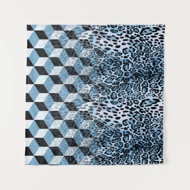 Tenture Léopard Géométrique, Design de peau animale. (Devant)