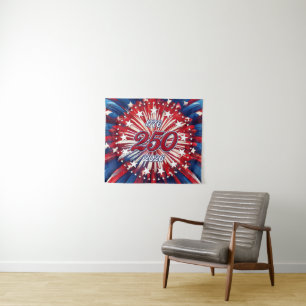 Tenture Les 250 ans d'Amérique 1776-2026 Feux d'artifice R