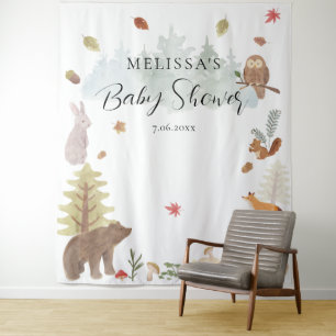 Tenture Les animaux des bois tombent Baby shower arrière