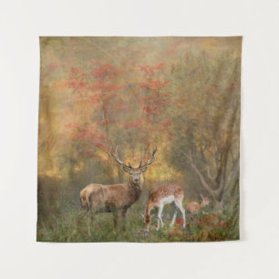 Tenture Les cerfs dans la forêt d'automne