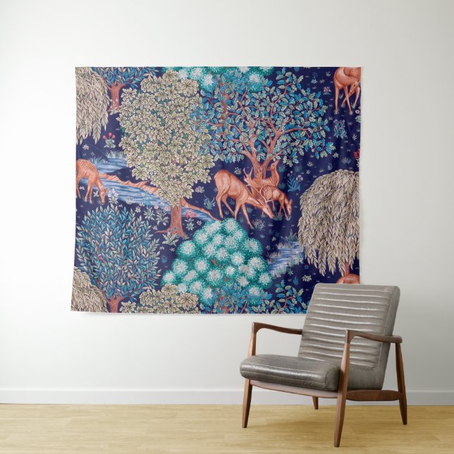 Tenture Les cerfs dans la forêt, William Morris (En situation (horizontale))
