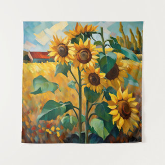 Tenture Les tournesols dans un champ