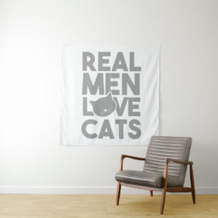 Tenture Les vrais hommes aiment les chats