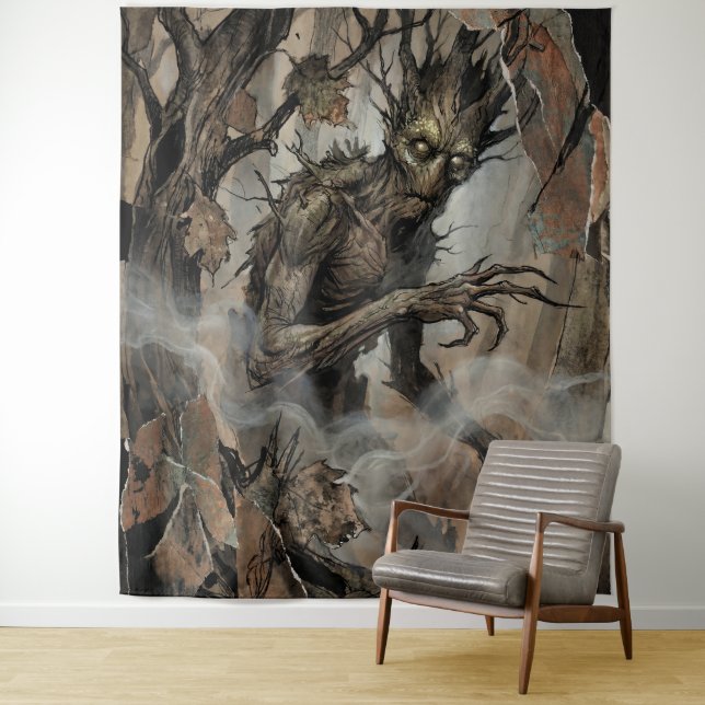Tenture Leshy Gardien des Bois Anciens (En situation)
