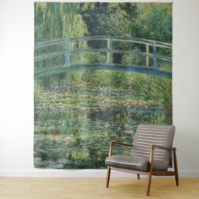 Tenture L'étang À Eau, Peinture À L'Huile Paysagère, Monet (En situation)