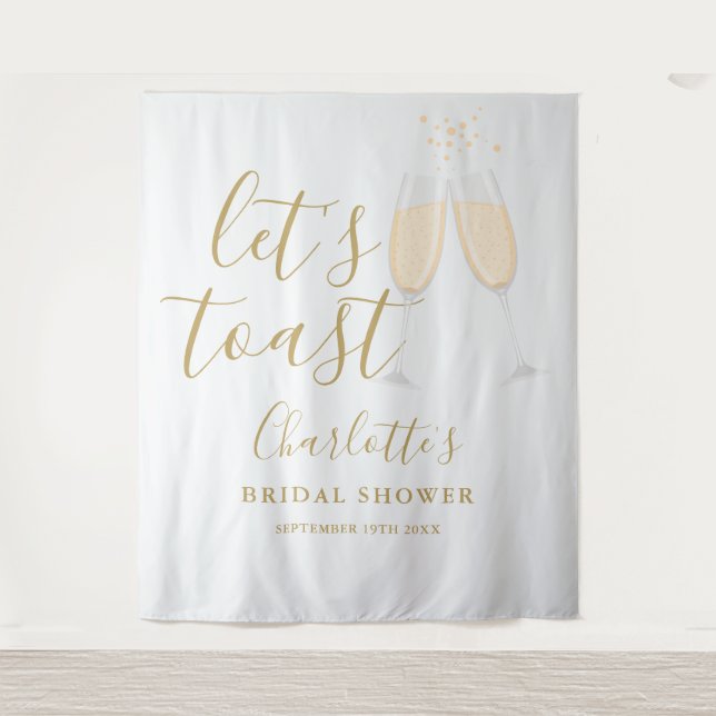 Tenture Let's Toast Bridal Shower Gold Backdrop (Devant)