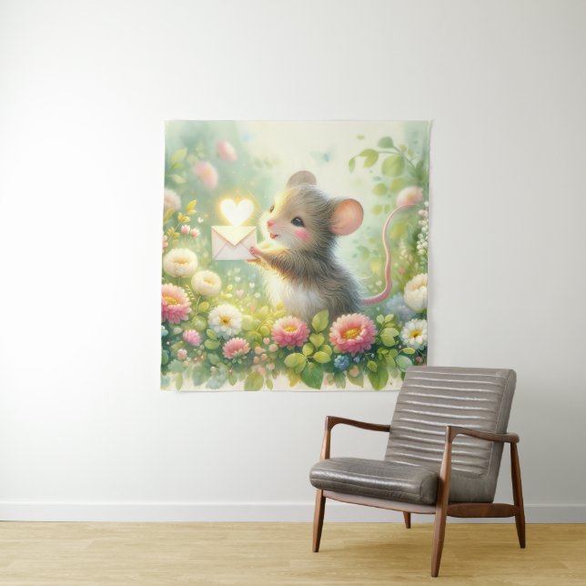 Tenture Lettre d'amour de souris de cottage Prairie (En situation (horizontale))