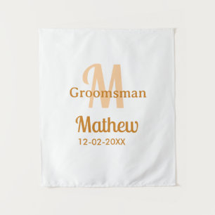 Tenture Lettre de nom de garçon d'honneur orange pastel ma