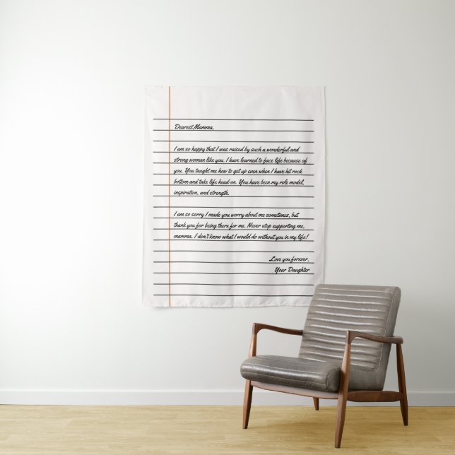 Tenture Lettre manuscrite moderne papier Carnet pour maman (En situation)