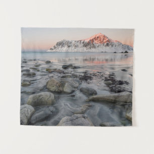 Tenture Lever du soleil Flakstad et la plage de Skagsanden