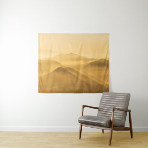 Tenture Lever du soleil sur les collines de brouillard mat