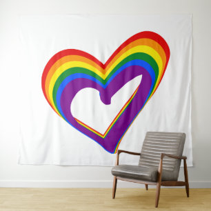 Tenture LGBT Pride couleur arc-en-ciel drapeau Coeur Gay A