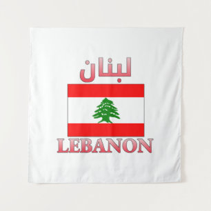 Tenture Liban Flag Chacer Anglais Arabe et Anglais WordArt