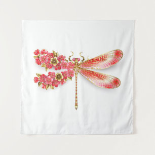 Tenture libellule de fleurs avec sakura de bijoux