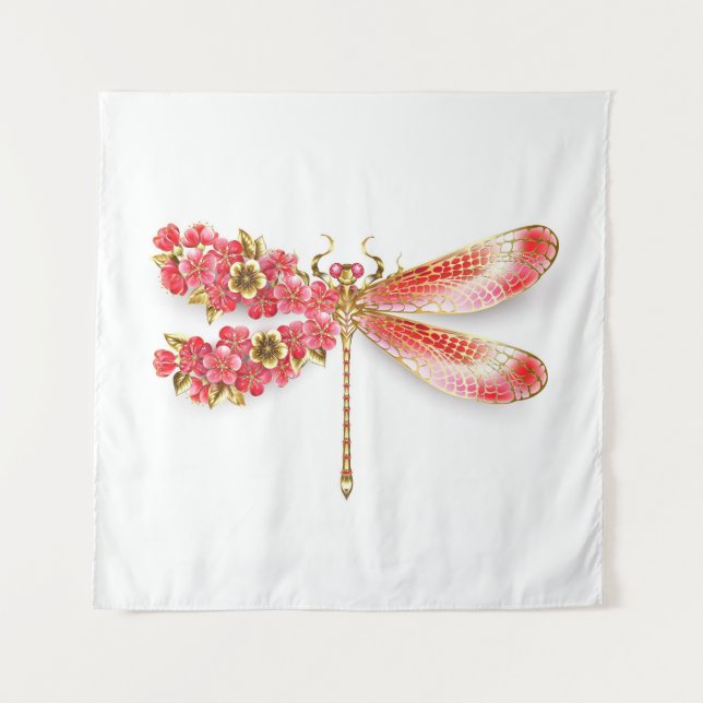 Tenture libellule de fleurs avec sakura de bijoux (Devant)