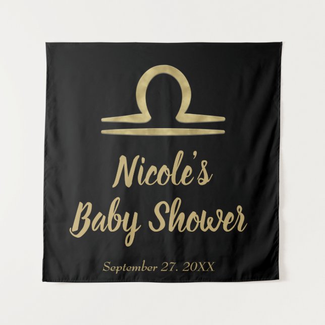 Tenture LIBRA Gold Septembre Octobre Anniversaire Astrolog (Devant)