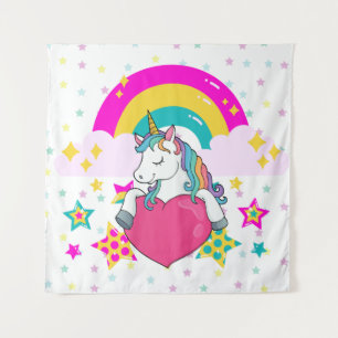 Tenture Licorne Arc-en-Ciel avec Étoiles