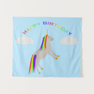 Tenture Licorne de fête d'anniversaire Fantastique Arc-en-