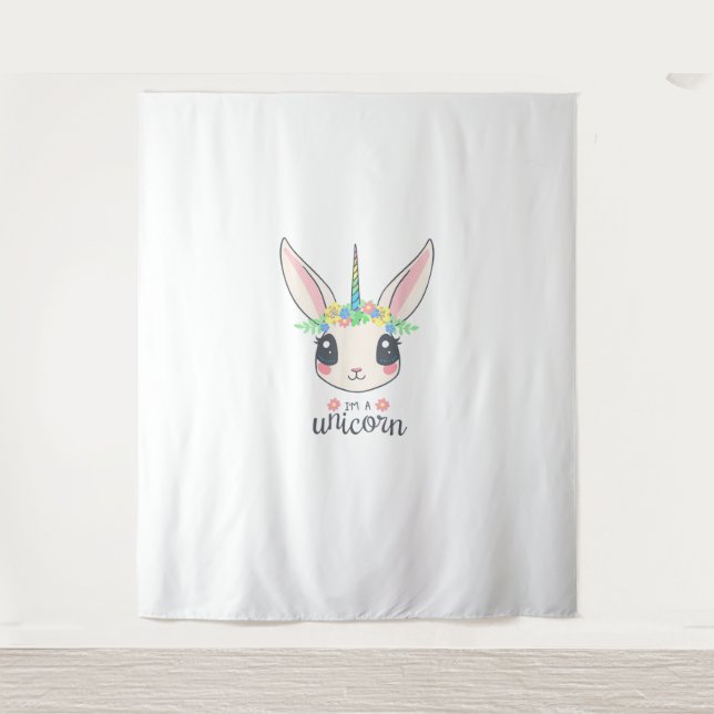 Tenture licorne de lapin mignonne et drôle (Devant)