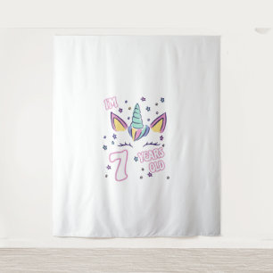 Tenture Licorne enfants 7e anniversaire j'ai 7 ans fille u