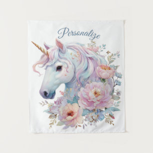 Tenture Licorne Fantaisiste aux Accents Floraux Pastel