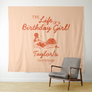Tenture Life of a Birthday Girl Party Backdrop