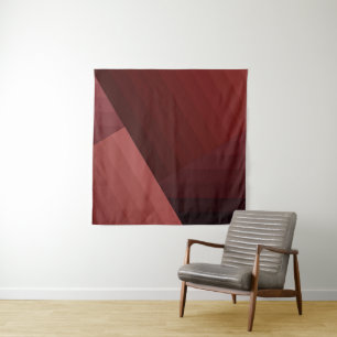 Tenture Lignes géométriques de style vintage rétro rouge b