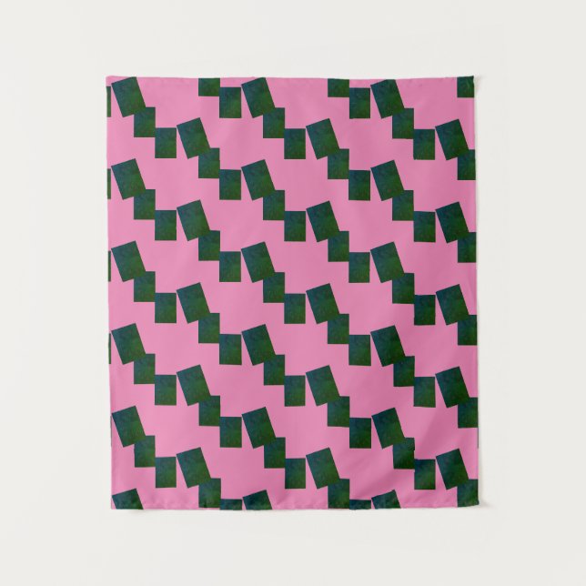 Tenture LIGNES Mandala MODERNES -ROSE -Tapisserie BLEU-VER (Devant)