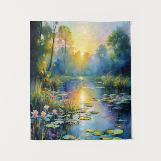Tenture Lily Pond inspiré par Monet à Sunrise Impressionni (Devant)