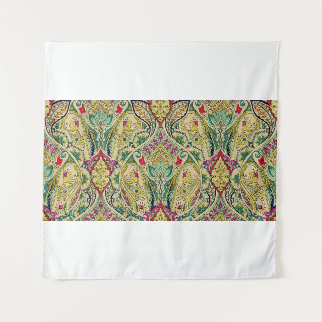 Tenture L'Inde paisley motif, frontière décorative. (Devant)
