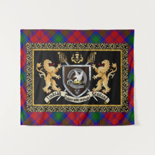 Tenture Lindsay Clan Badge & Motto avec Lions